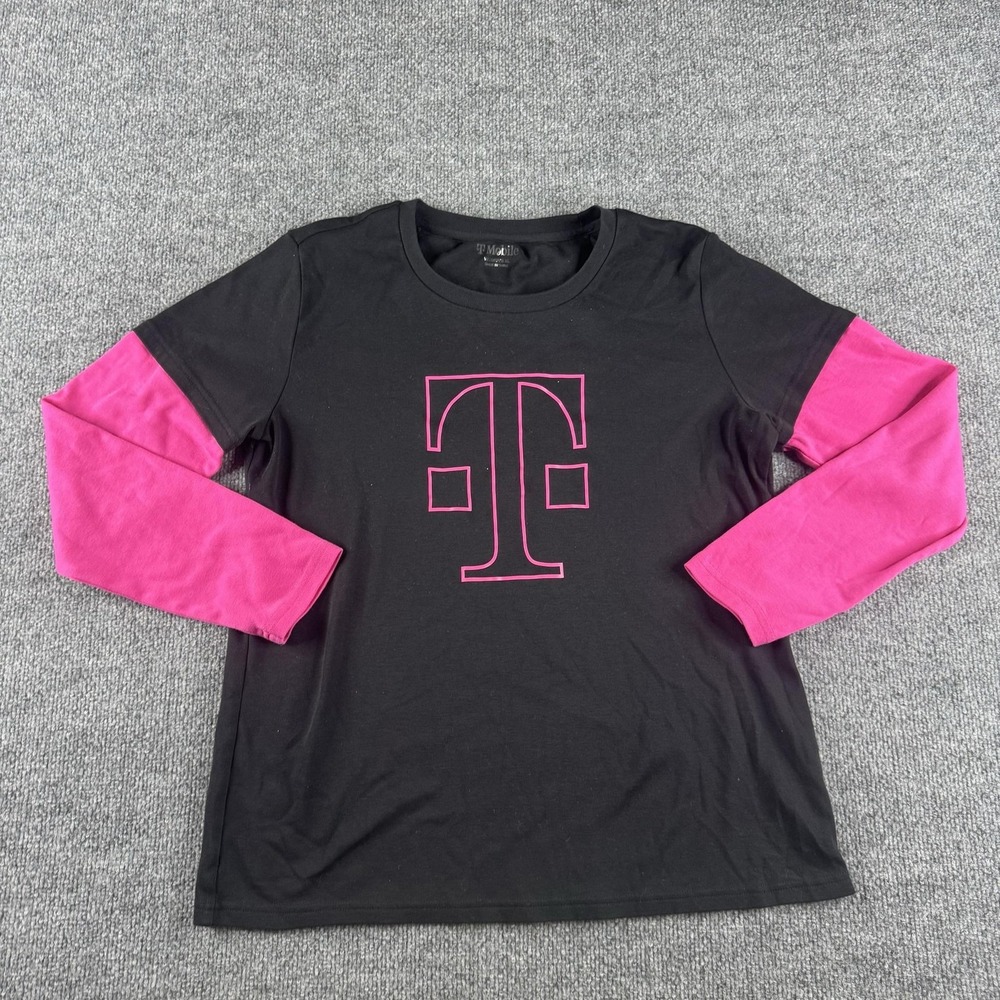 T-Mobile Shirt Womens XL Black Pink Long Sleeve Logo Graphic Tee EMPLOYEE